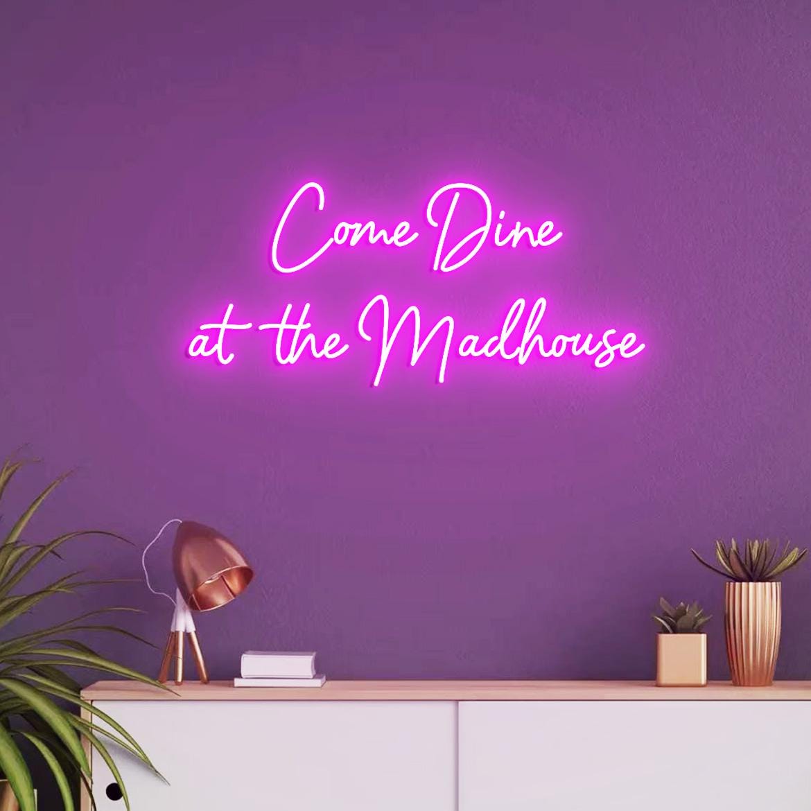 Come Dine At the Madhouse Neon Sign, Madhouse Sign, Neon Sign Dining Room Decor, Funny Signs for Dine Room Wall, Madhouse Wall Decor
