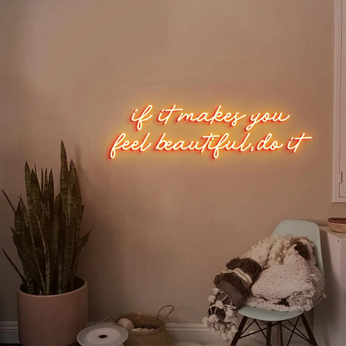 Neon Sign If it Makes you Feel Beautiful Do it, Glam Beauty Salon Wall Art, Modern Salon Wall Decor Idea, Salon Vibes Decor Neon Light