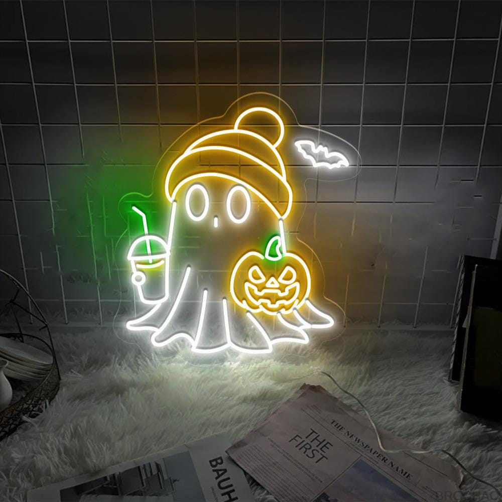 Cute Ghost Neon Sign Gifts, Funny Spooky Neon Sign, Womens Ghost Neon Led, Spooky Season Gifts, Halloween Party Neon Sign, Fall Ghost Neon