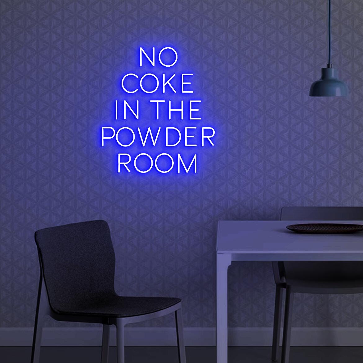 Neon Sign No Coke in the Powder Room, Funny Neon Sign for Bathroom Wall, No Coke Sign for Bar Party, No Coke Sign Powder Room Wall
