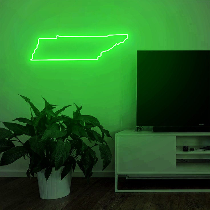Tennessee State Neon Sign, Tennessee Map Wall Art, Tennessee Outline Art, Tennessee Home Decor, Personalized Tennessee Gift