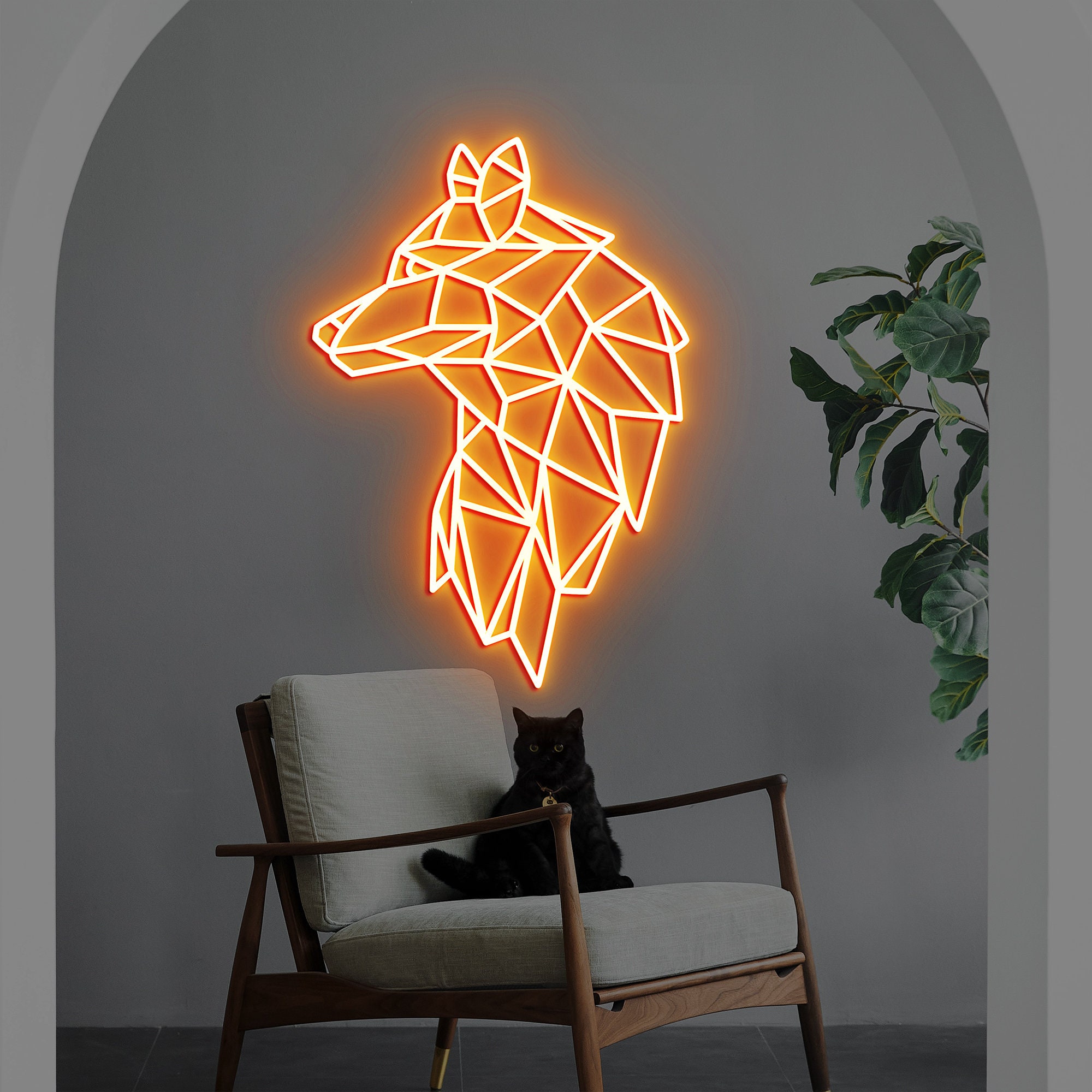 Geometric Wolf Neon Sign, Wolf Head Neon Light, Wolf Wall Decor, Wall Art, Wolf Led Sign, Wolf Figurine