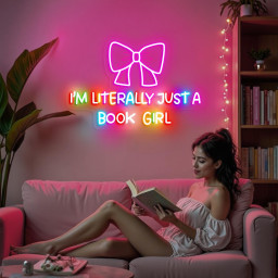 I'm Literally Just A Book Girl Neon Sign Gift Back To School Pink Bows Bedroom Decor Baby Girl Romantic Girly Teen Dorm Wall Decor