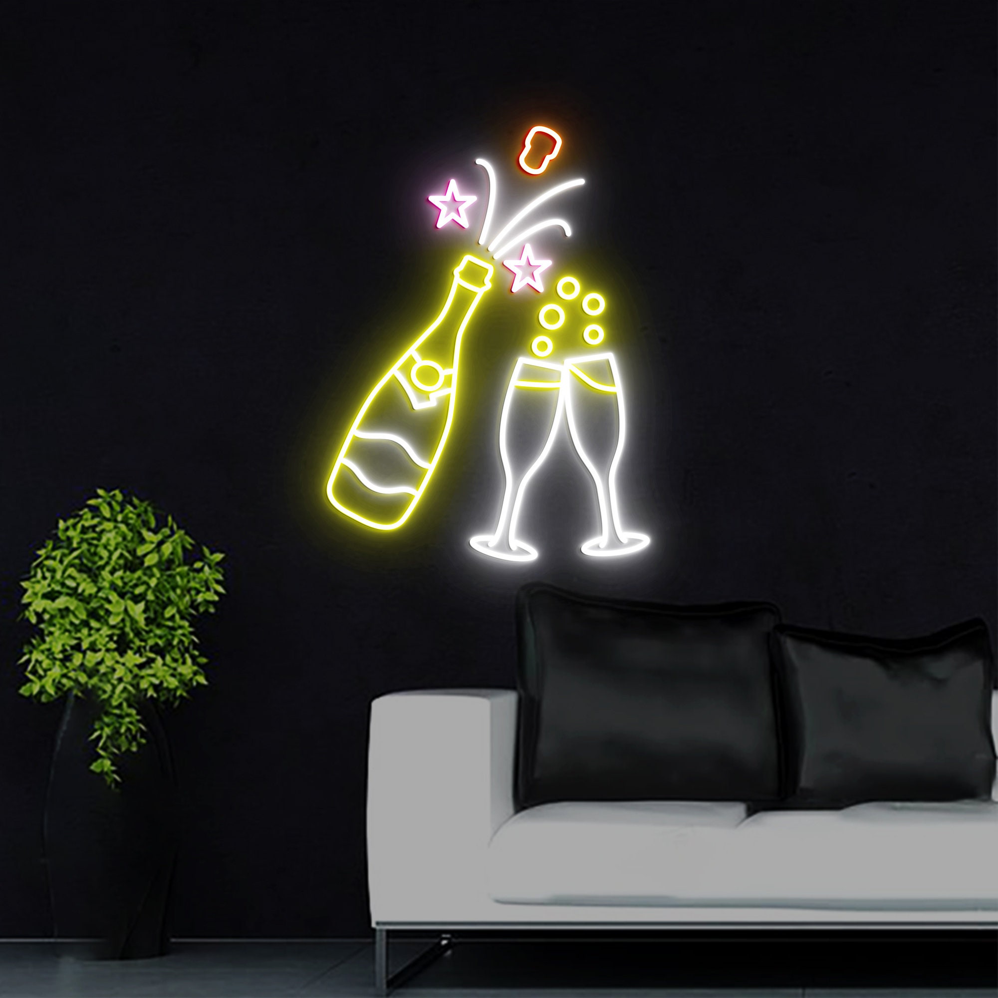 Champagne Neon Light, Neon Sign Light Decor, Champagne Bedroom Neon Sign, Bar Neon Light, Champagne Wall Decor, Led Neon Light Party Decor
