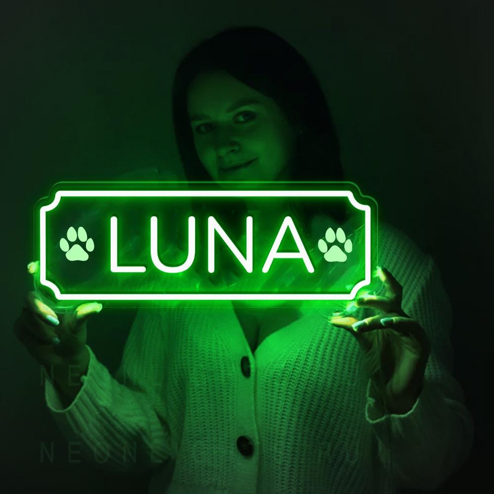Personalized Neon Dogs, Pets Name Neon, Personalized Dog or Cat Name Plaque for Pet House, Crate, Kennel, or Feeding Area, Dog Lover Gifts