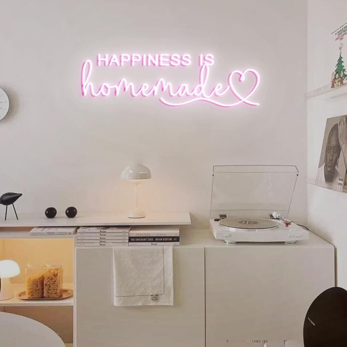 Happiness is Homemade with Heart Neon Sign, Happiness Sign Home Wall, Home Gallery Wall Sign Neon Light, Happiness Sign Kitchen Decor