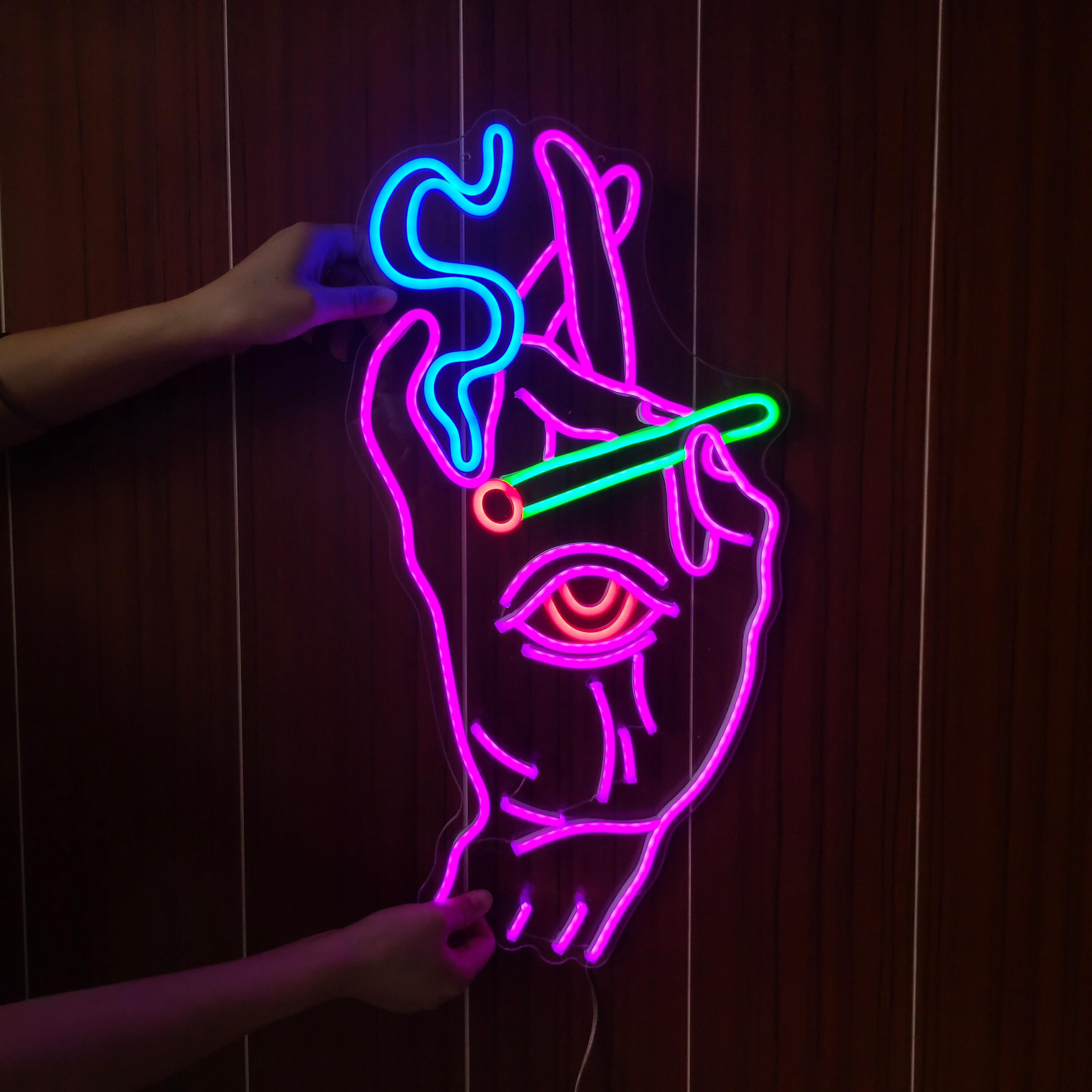 Custom Neon Signs Smoking Hand With Eye Neon Sign Bedroom Neon Sign Wall Decor Wedding Neon Sign Customized Neon Sign Led Neon Sign Art