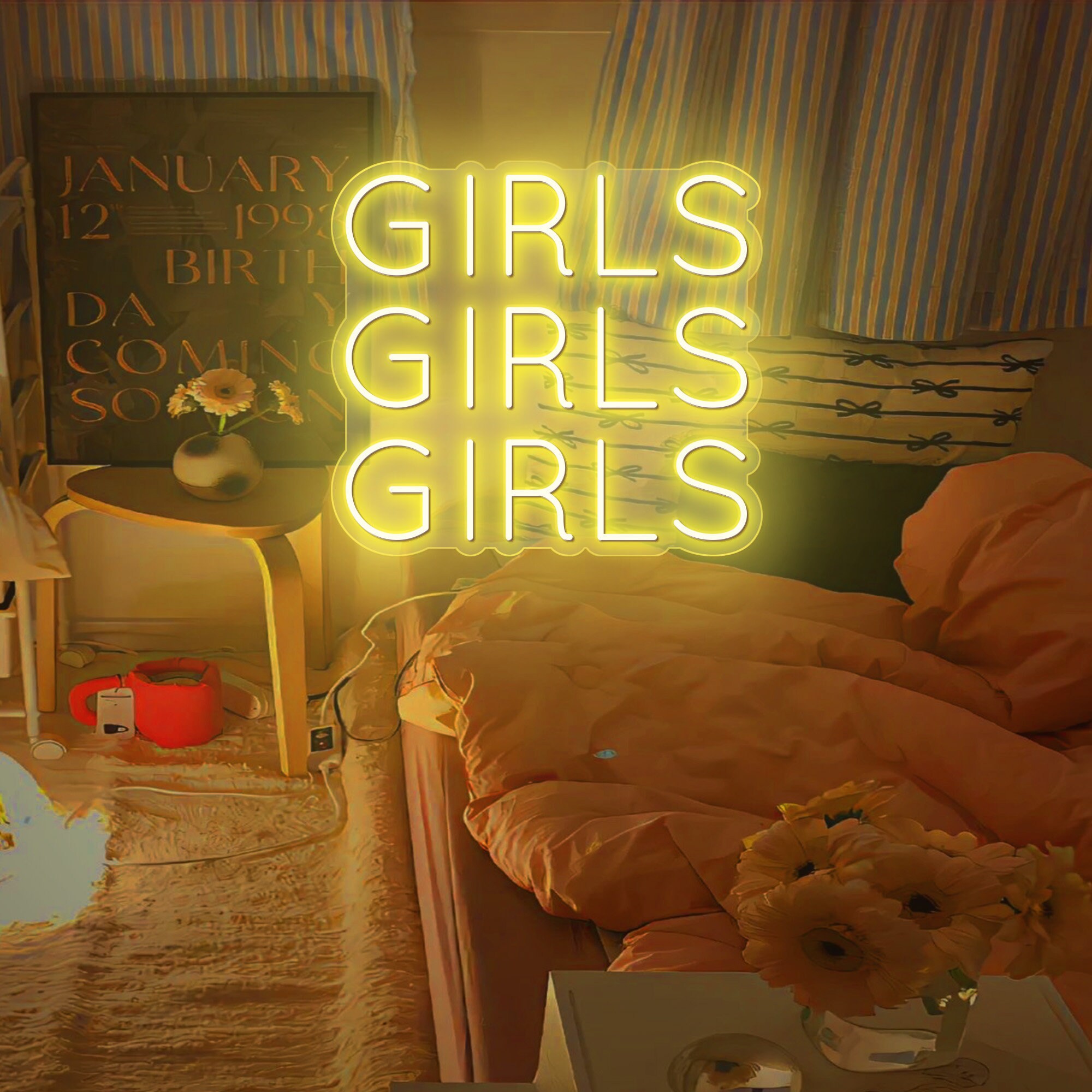 Girls Girls Girls neon sign|Music Bar Neon Decoration|Led Neon Light Sign for Home Bar Party Decor|Neon Sign Bedroom|Neon Light