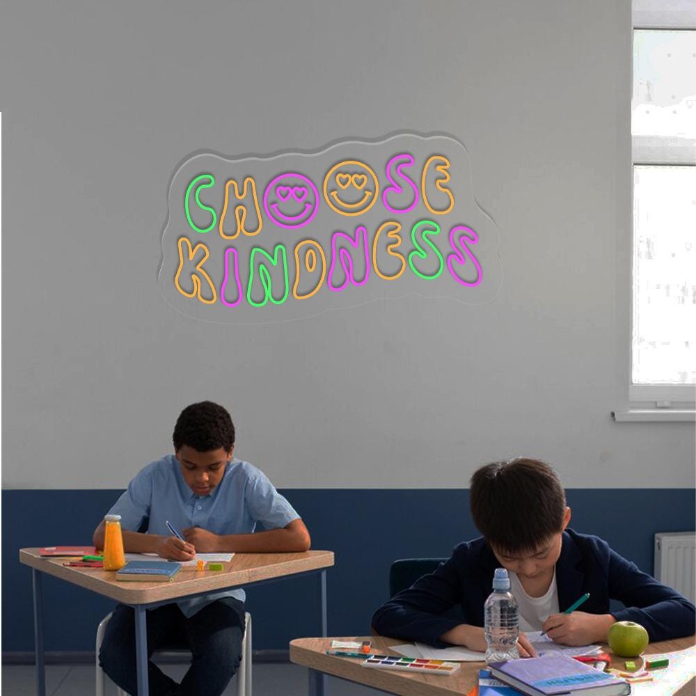 Choose Kindness Neon Sign, Cute Teacher Neon Sign, Teacher Smiley Face Neon Sign, Positive Affirmation Neon Sign, Group Teacher Neon Gifts