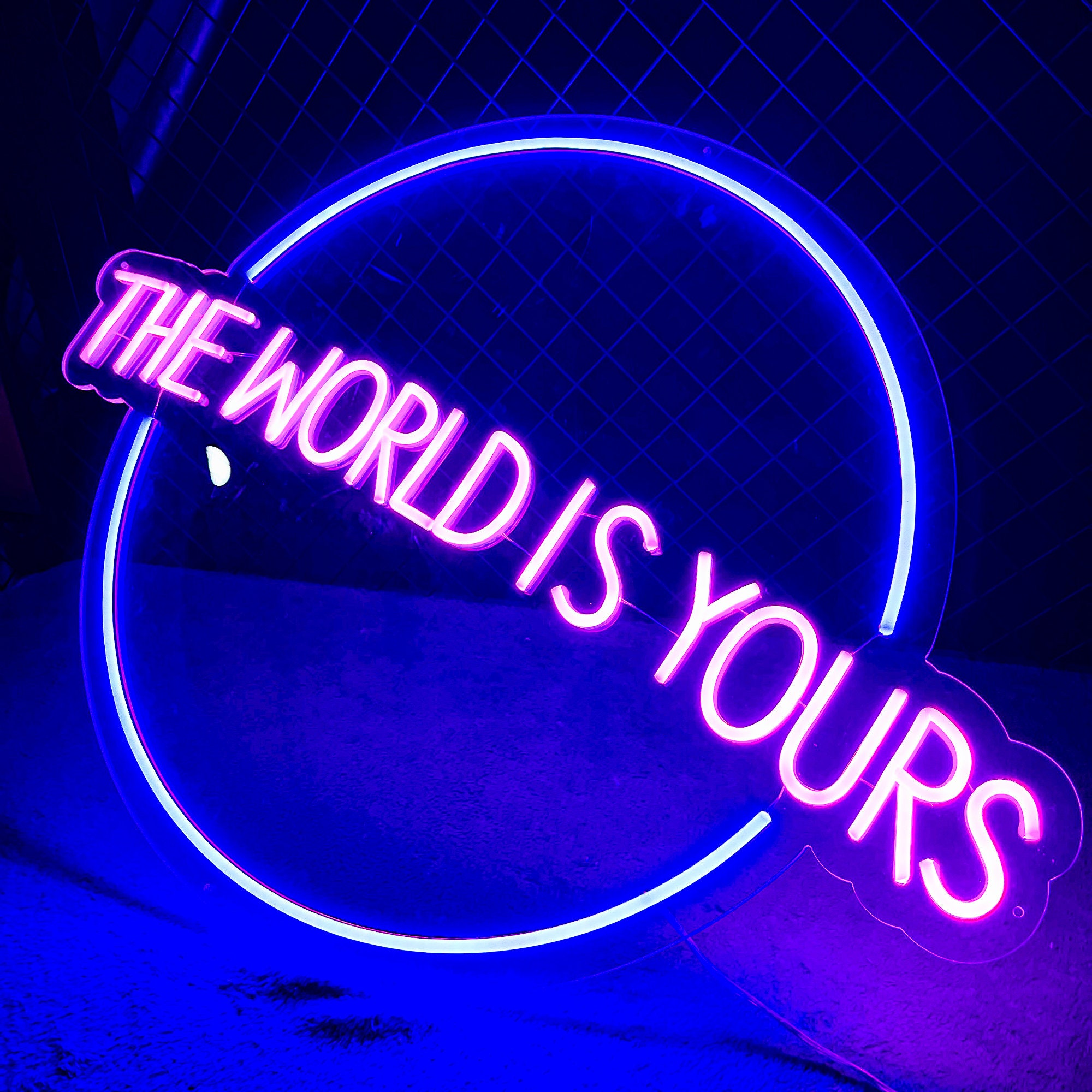 The World Is Yours Neon Sign|Inspirational Neon Sign|Bedroom Neon Sign|Neon Wall Art|Custom Neon Sign|Neon Light|Kid Personalized Gift
