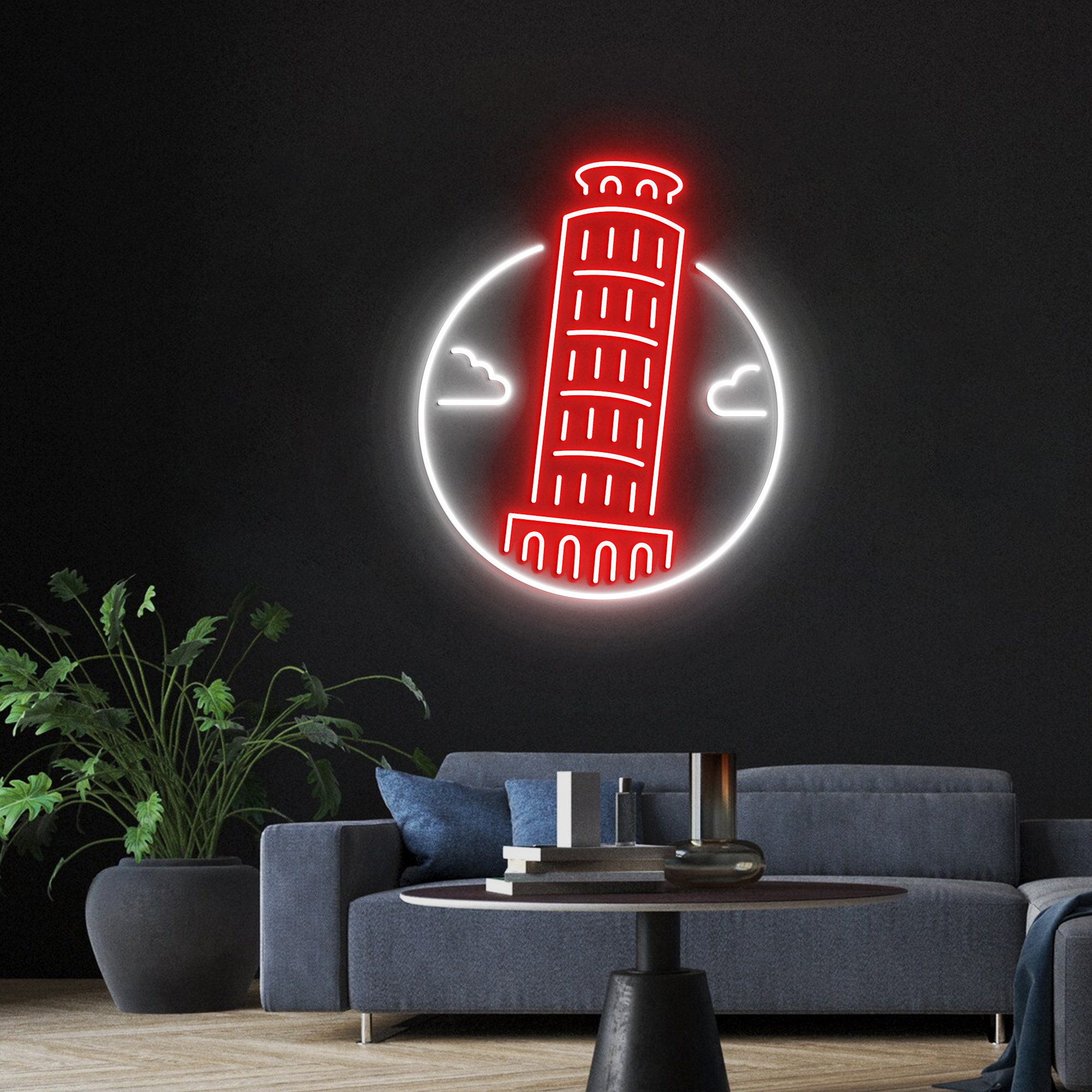 Pisa Tower Neon Light, Neon Sign Light Decor, Pisa Tower Bedroom Neon Sign, Home Neon Lights, Pisa Tower Wall Decoration