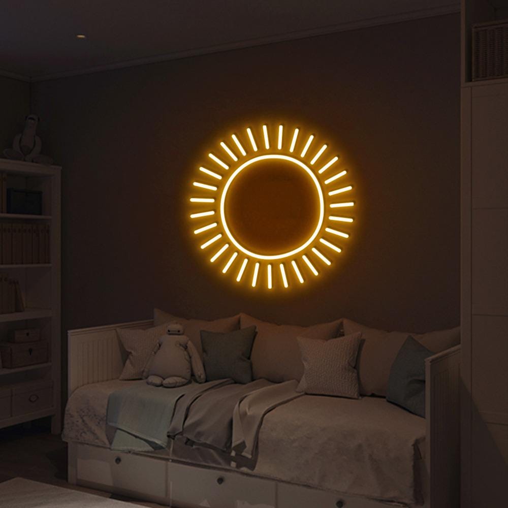 Modern Sunshine Neon, Boho Sun Neon, Neutral Sun,Mid Century Modern Wall, Abstract Sun Neon, Minimalist Sun, Gender Neutral, Bedroom Gifts