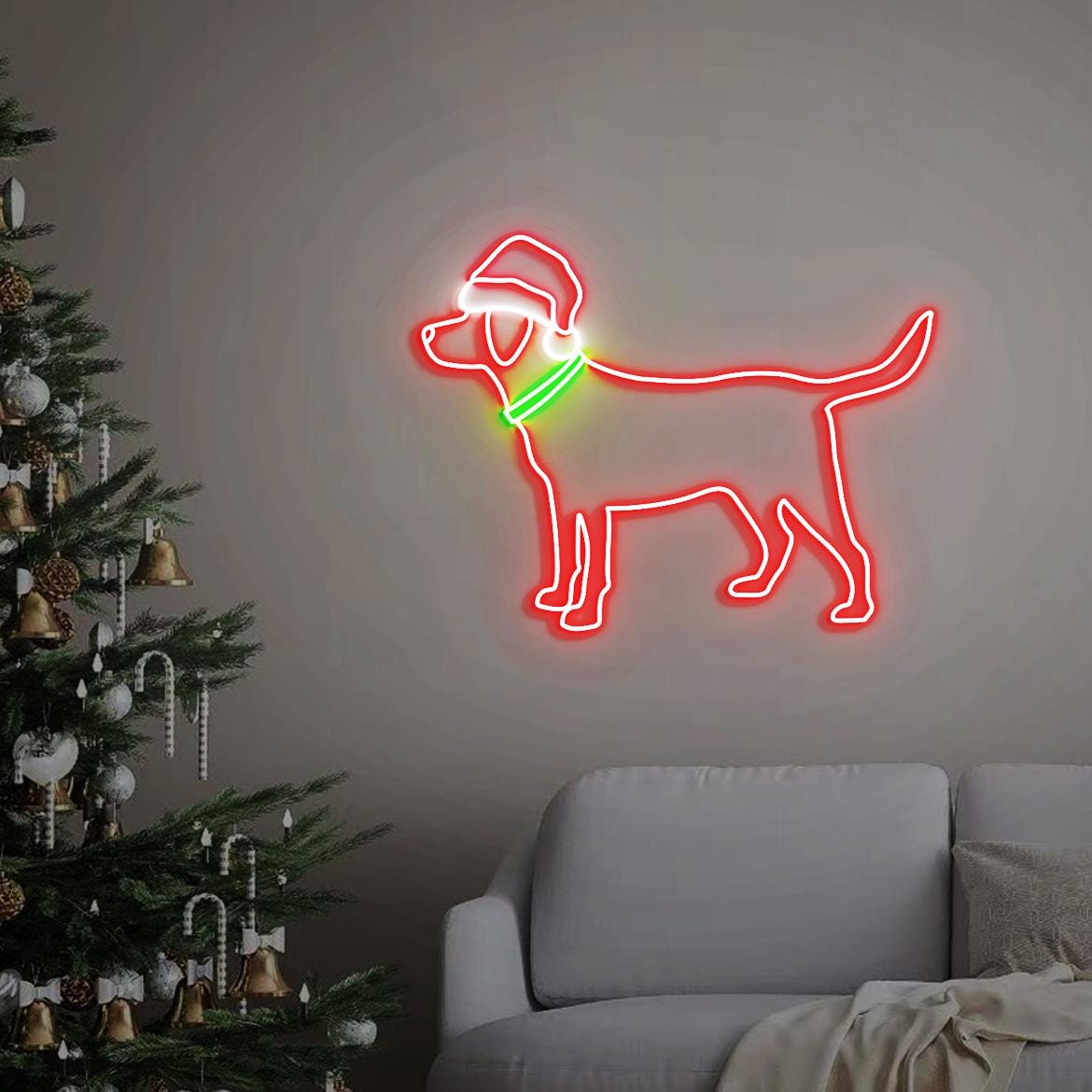Christmas Dog Neon Sign, Christmas Black Lab Puppy Home Decor, Holiday Dog Mom Gift, Dog Christmas Wall Decor, Dog Lovers