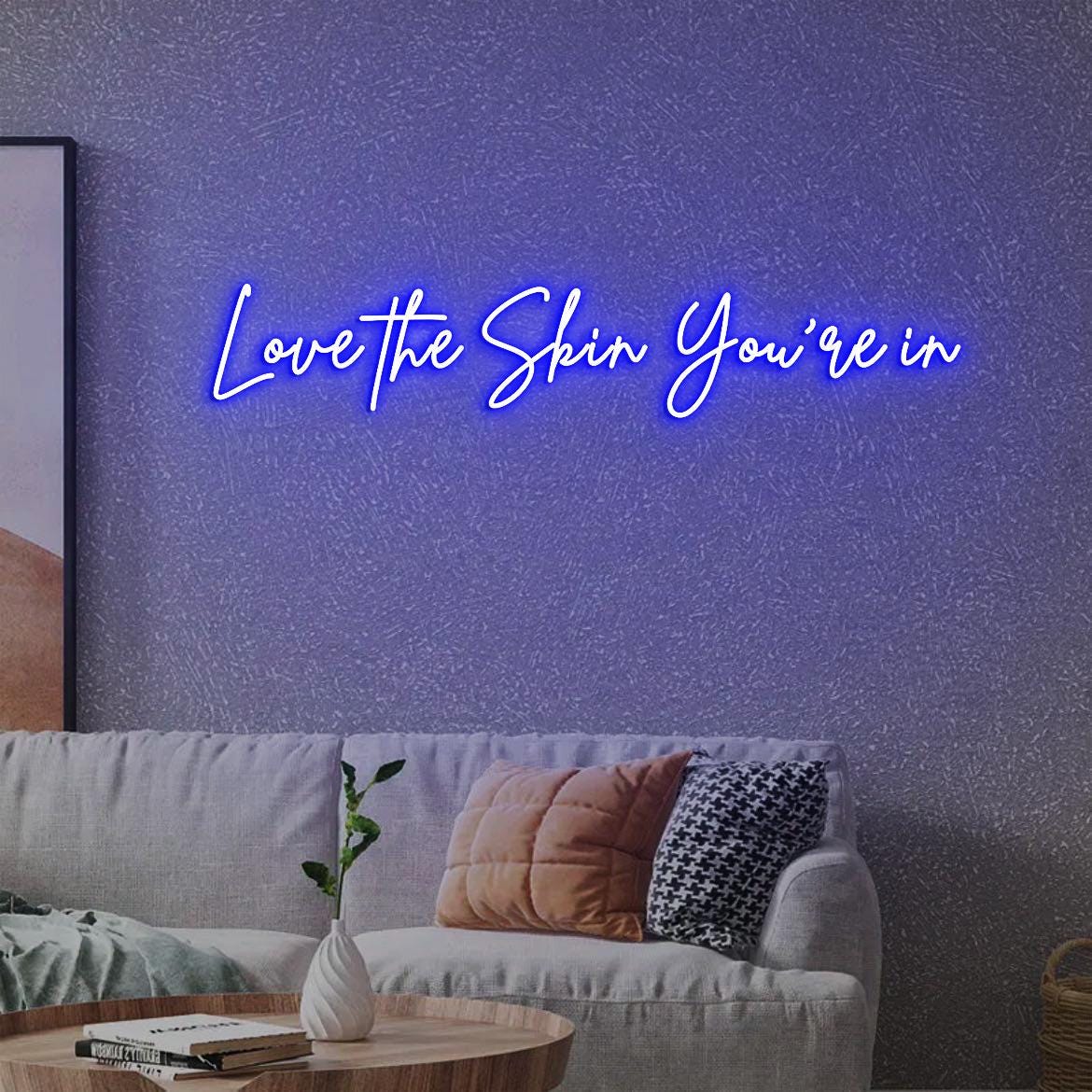 Love the skin you're in Neon Sign, Skincare Sign, Esthetician Decor, Skincare Salon Decor, Beauty Salon Decor, Beauty Skin Care