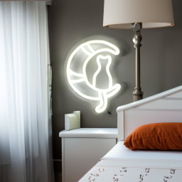 Kitten Dallas Neon Light Sign for Wall Room Decoration Personalized Gift Kids Cat on the moon Wall Decor Aesthetic Room Decor