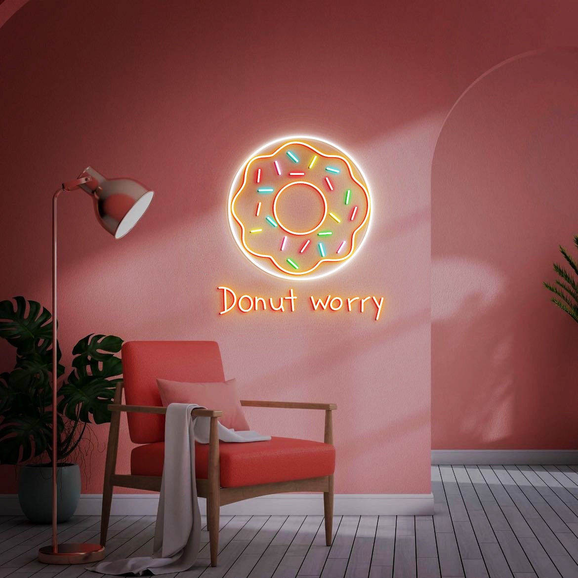 Donut Led Neon Light, Donut Worry, Donut Wall Decor, Donut Shop Decor, Donut Food Wall Art