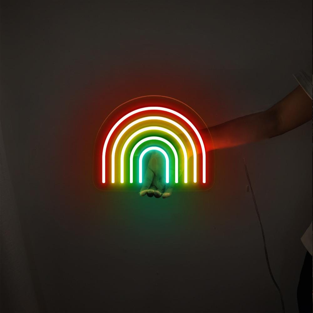 Girl Cute Wall Art, Nursery Neon, Rainbow Neon, Rainbow Decor, Rainbow Wall Art, Neon Sign Rainbow, Kid Room Decor, Nursery Wall Art Gifts