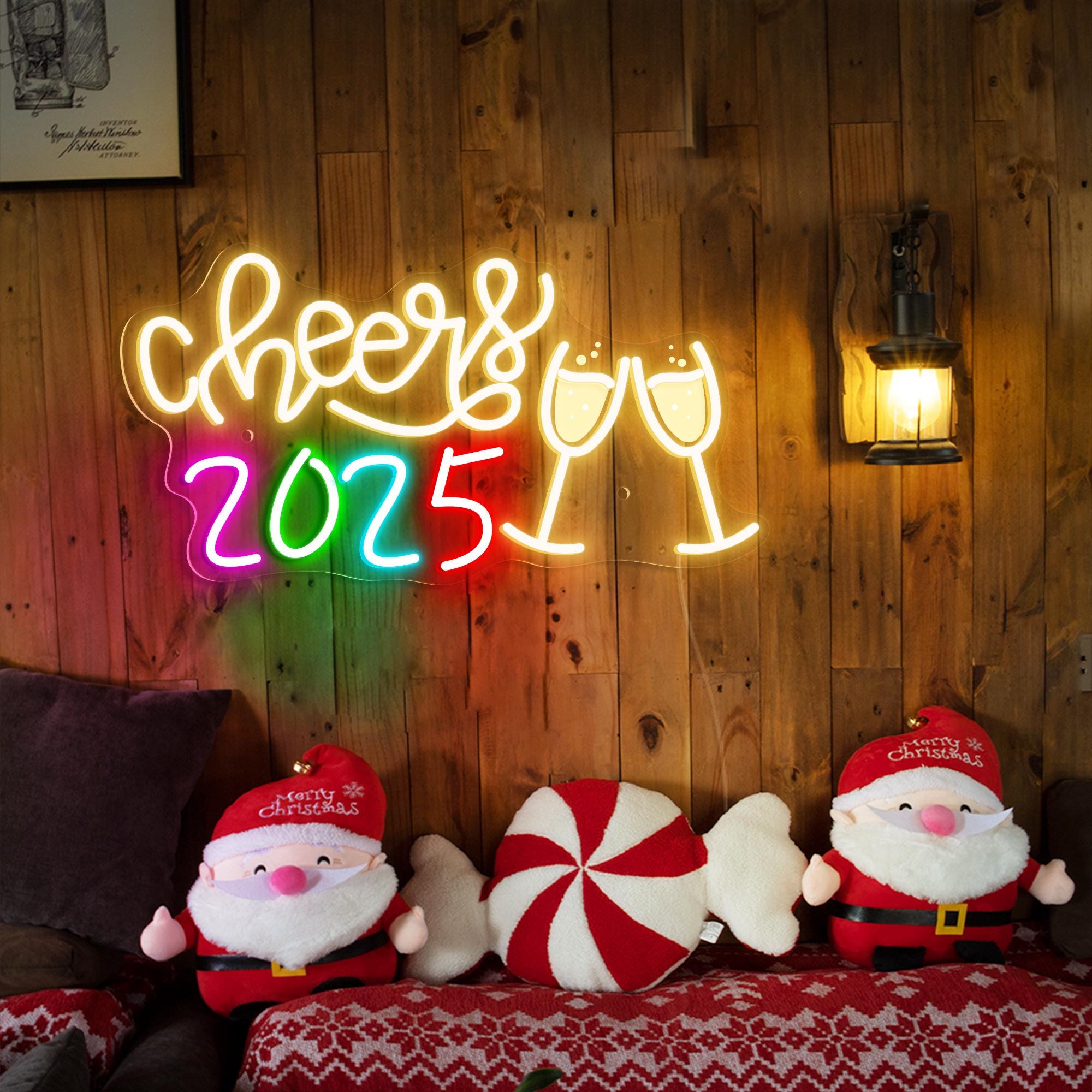 Cheer 2025 Happy new year Neon Sign Merry Christmas Neon Sign Christmas Tree Decor Sign Custom Neon Sign Christmas Gifts Holiday Neon Sign