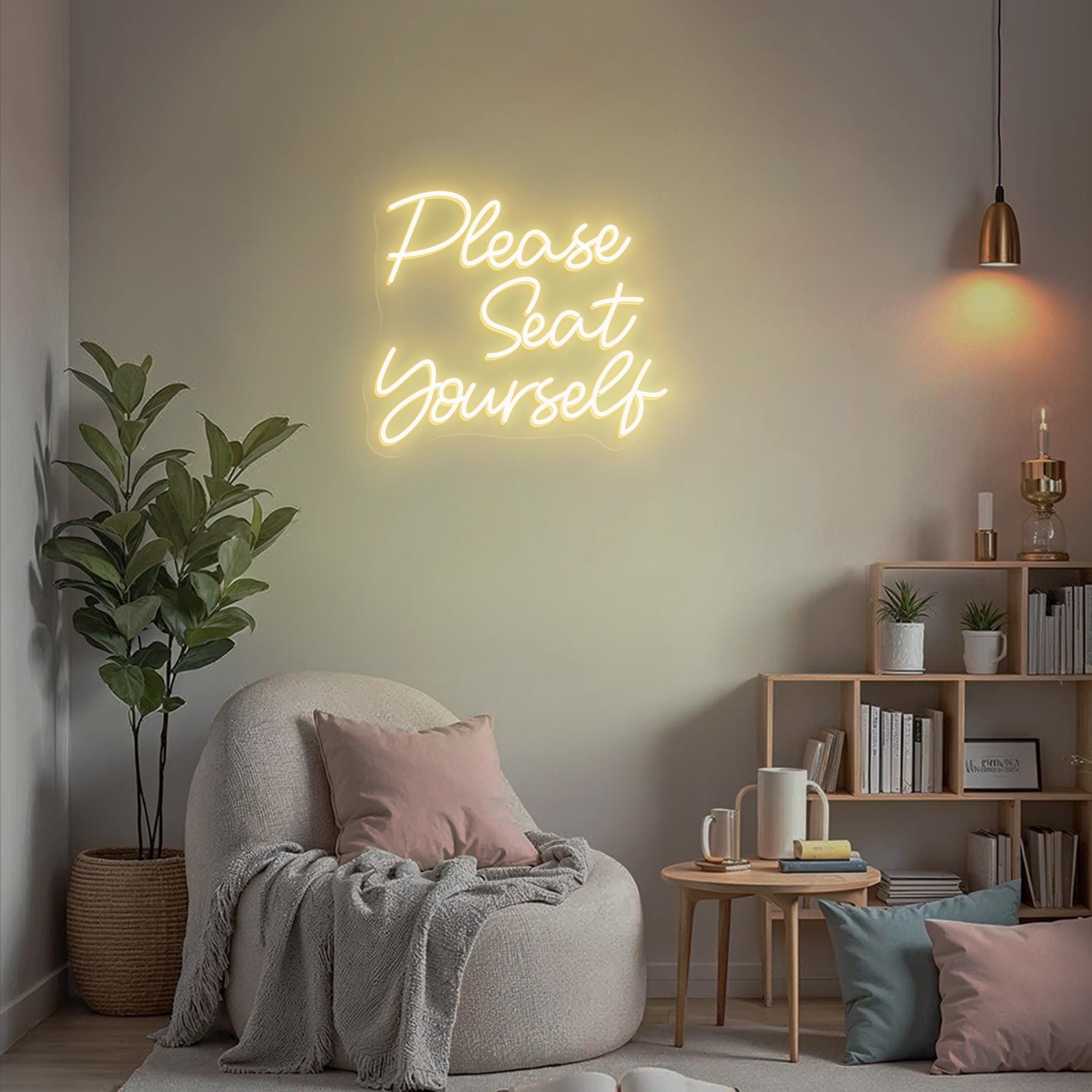 Please Seat Yourself Neon Sign - Funny Restroom LED Neon Light, Bathroom Wall Hanging, Restaurant Decoration Cafe Shop Sign Office Bathroom