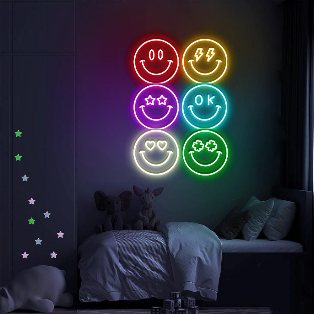 Kind Kids Club Neon Sign, Smiley Neon Sign, Teacher Smiley Face Neon Sign, Positive Affirmation Neon Sign, Group Teacher Neon Gifts