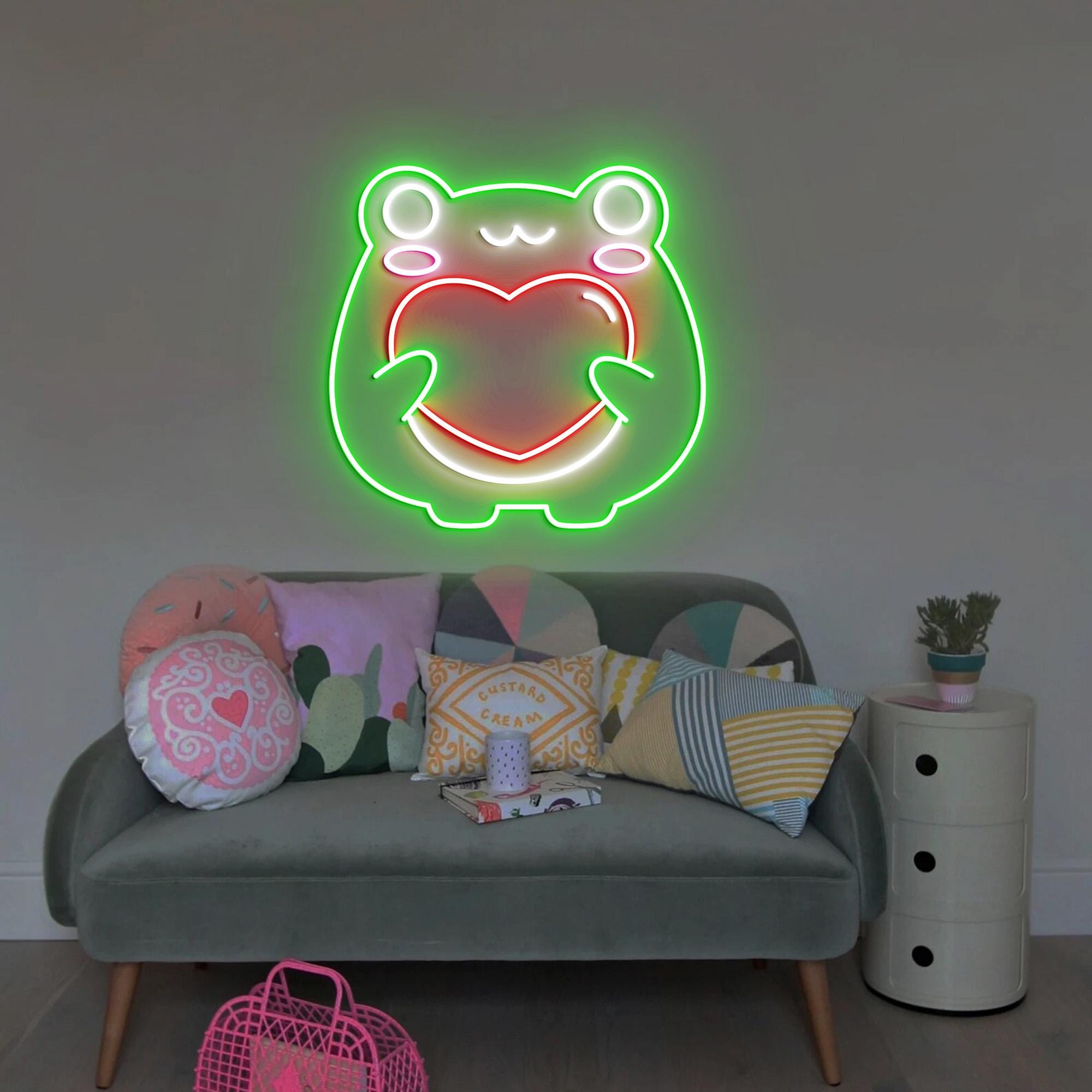 Cute Frog Neon Sign, Kawaii Froggy, kawaii Frog Light, Dimmable Frog Neon Lights, Frog Neon Sign Wall Decoration, USB Powered Neon Sign