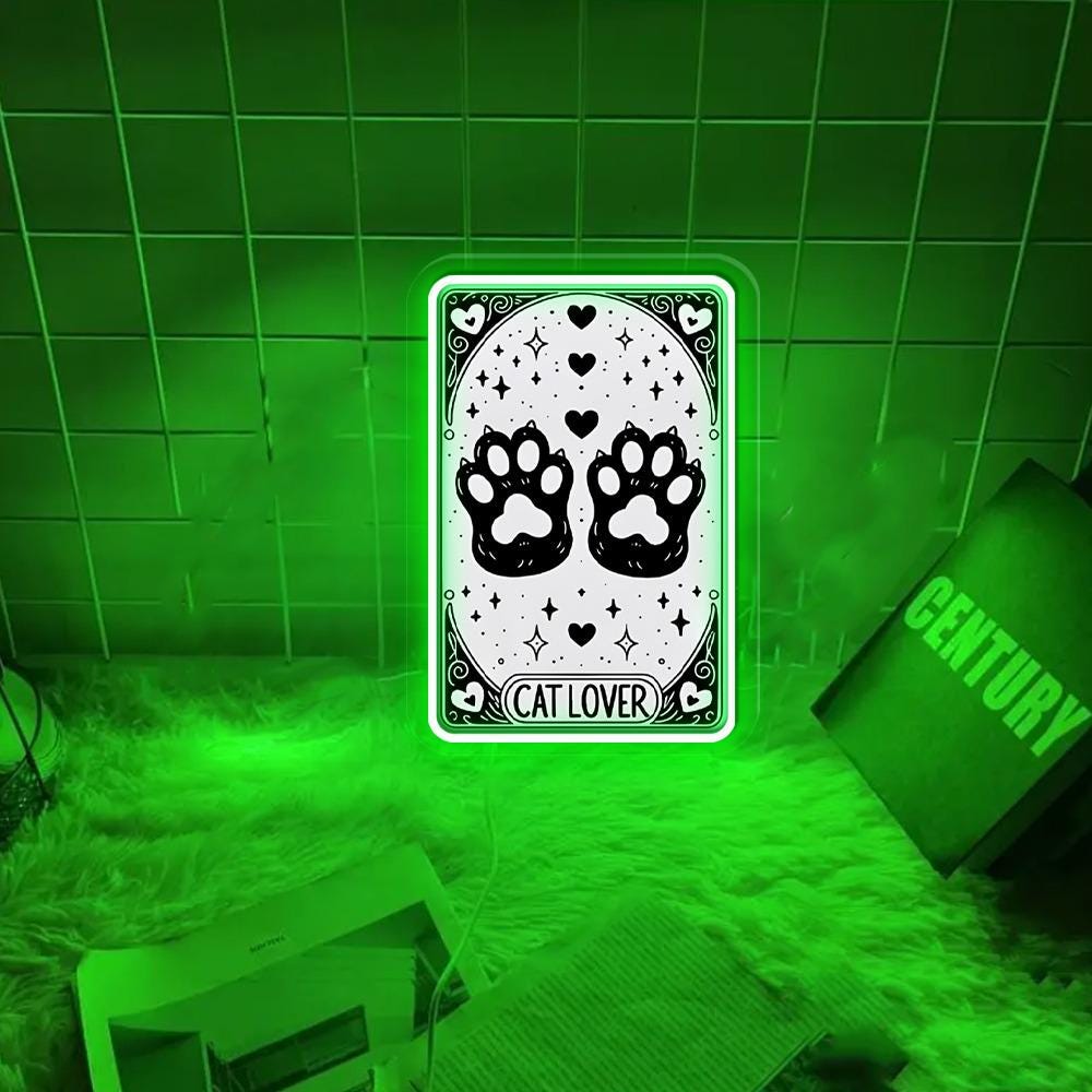 The Cat Lover Tarot Card Neon Sign Gifts, Cat Lover Neon Sign, Cat Tarot Gift For Women, Cute Cat Paw Neon Sign, Tarot Card Neon Sign Gifts