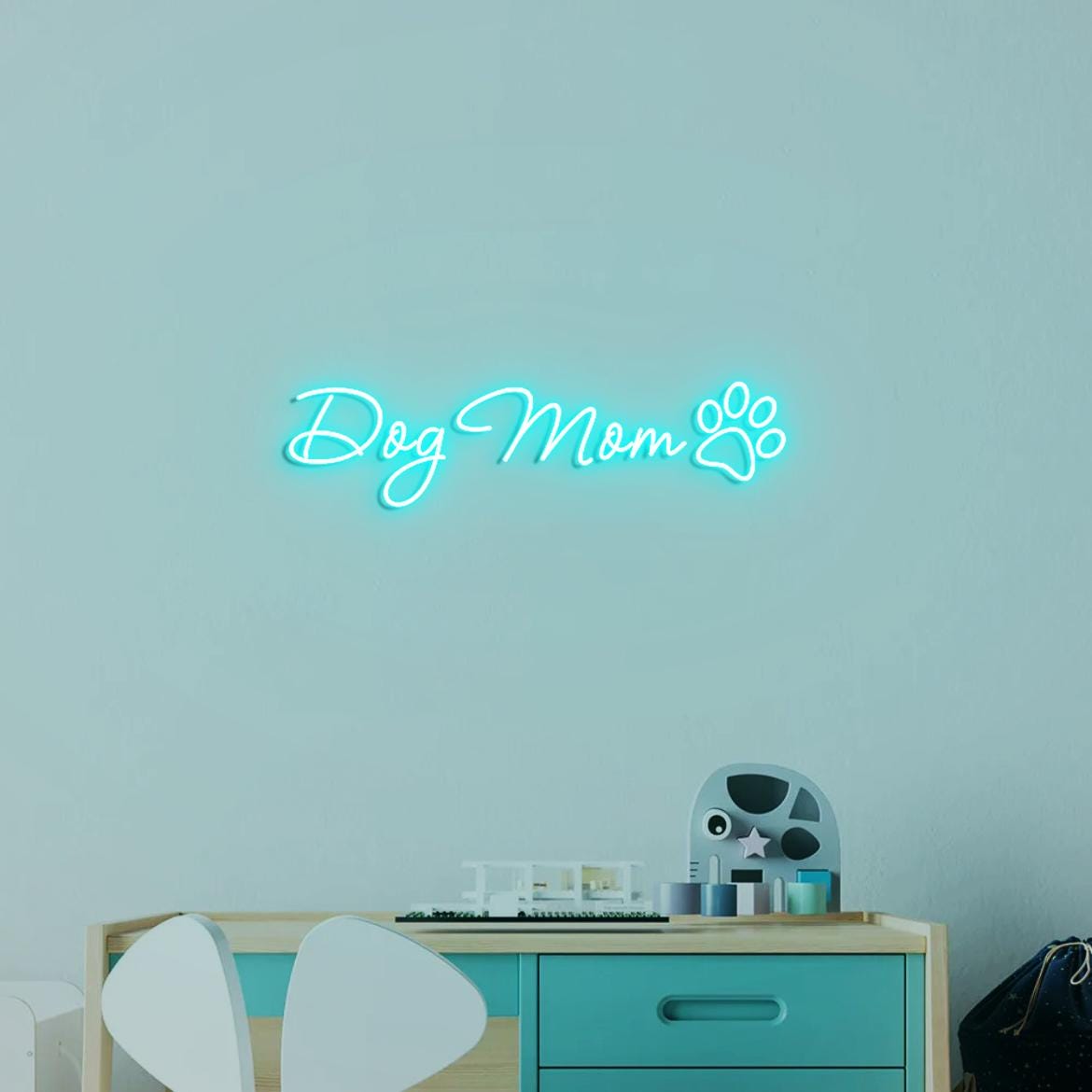 Dog Mom Sign, Custom Neon Sign Pet Name with Paw, Paw Decor for Wall Home, Personalized Neon Sign for Pet Lover, Dog Mom Gifts