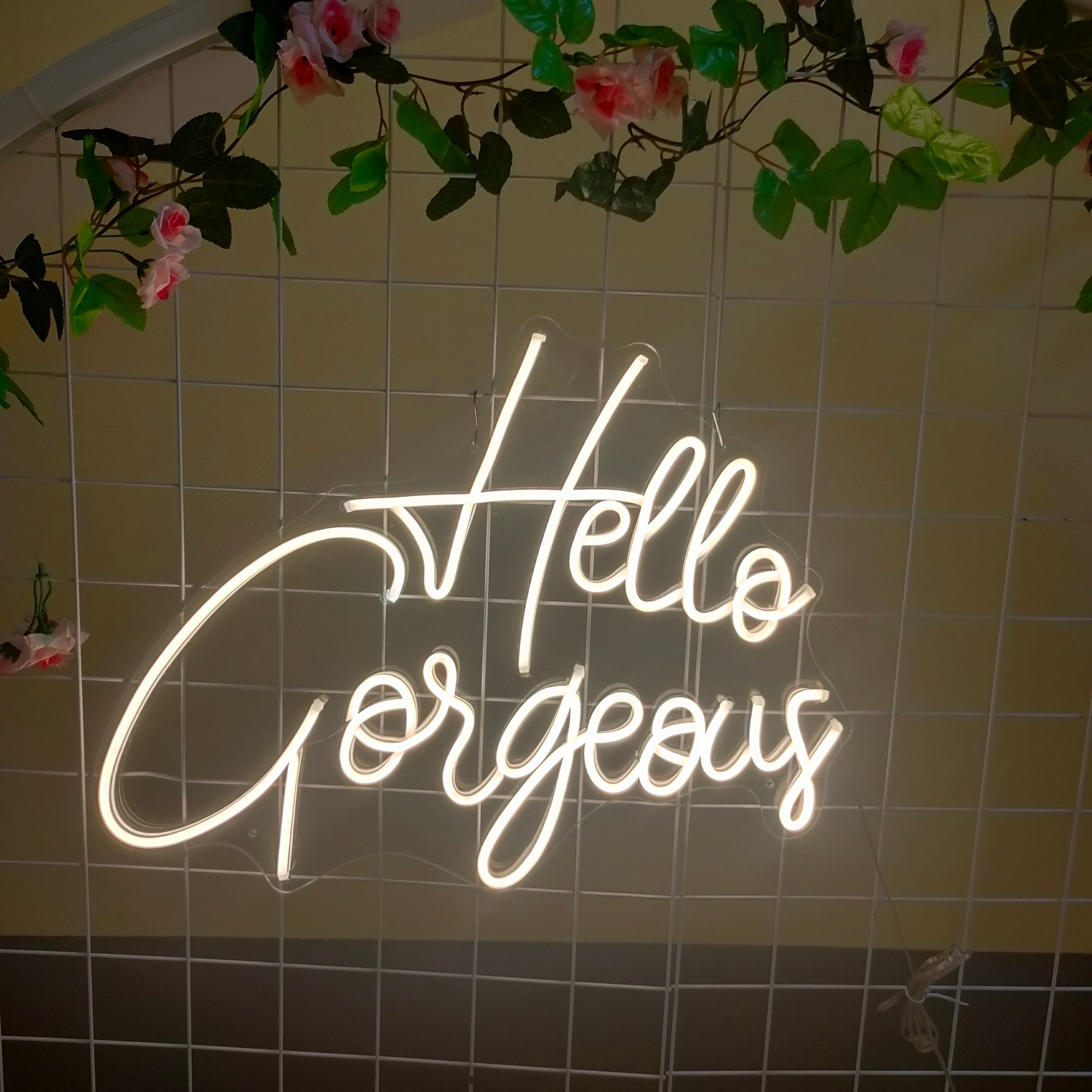 Hello Gorgeous Neon Sign Name Light Letters Flexible Led Aesthetic Room Decor Acrylic Neon Mural For Party Bar Home Room Wedding Banner Wall