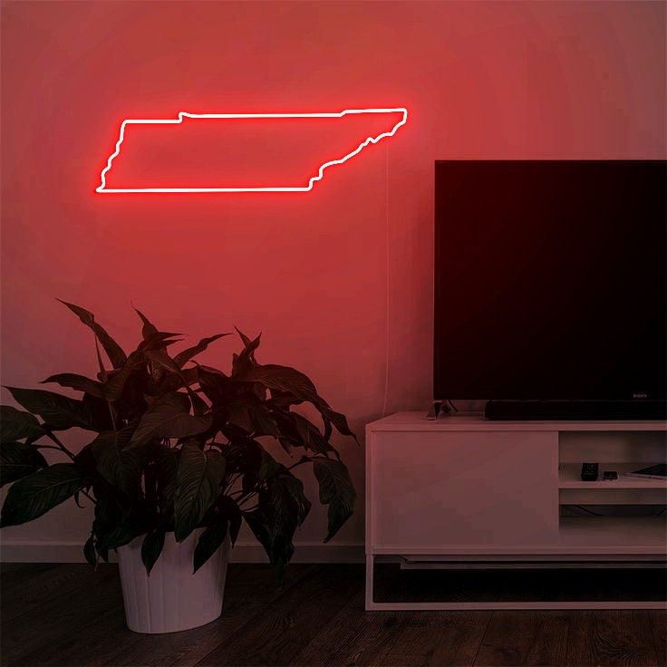 Tennessee State Neon Sign, Tennessee Map Wall Art, Tennessee Outline Art, Tennessee Home Decor, Personalized Tennessee Gift