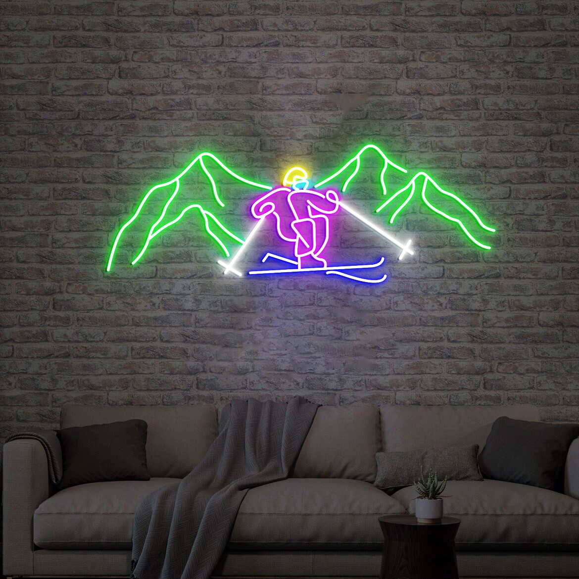 Ski Neon Sign, Ski Wall Decor, Skier Neon Sign, Gifts for Skiers, Ski Goggles Neon Sign, Snow Goggles