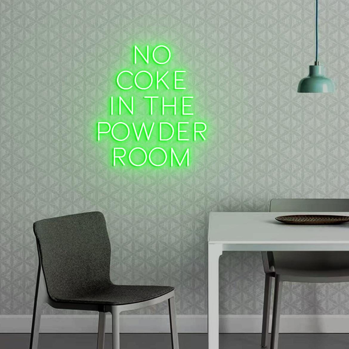 Neon Sign No Coke in the Powder Room, Funny Neon Sign for Bathroom Wall, No Coke Sign for Bar Party, No Coke Sign Powder Room Wall