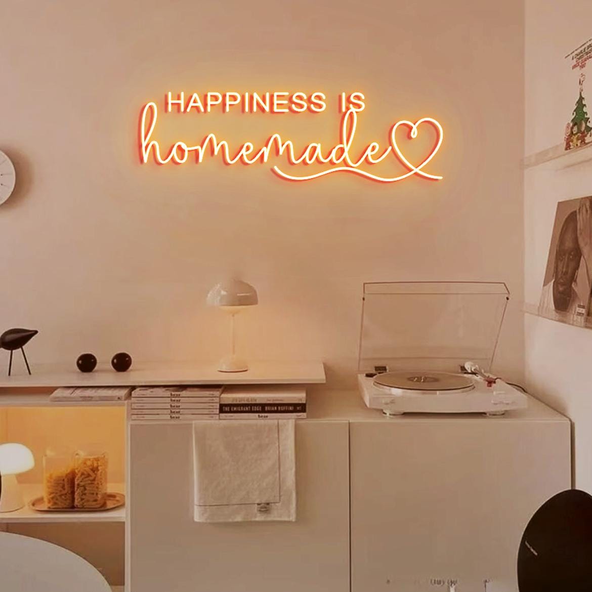 Happiness is Homemade with Heart Neon Sign, Happiness Sign Home Wall, Home Gallery Wall Sign Neon Light, Happiness Sign Kitchen Decor