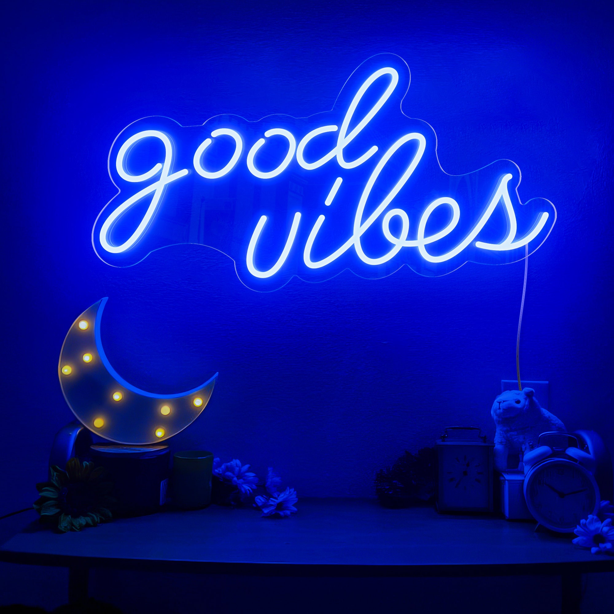Good Vibes Neon Sign,Led Neon Sign,Neon Lights for Bedroom, Neon Wall Signs,Game Room Neon Light,Gifts For Her,Night Light For Kids