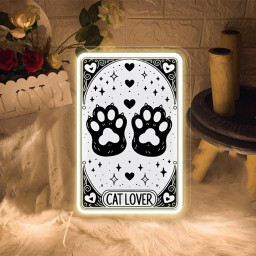 The Cat Lover Tarot Card Neon Sign Gifts, Cat Lover Neon Sign, Cat Tarot Gift For Women, Cute Cat Paw Neon Sign, Tarot Card Neon Sign Gifts