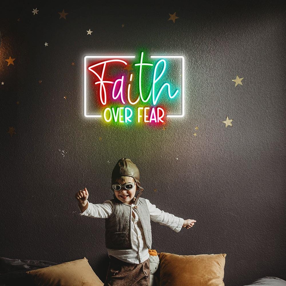 Faith Over Fear Neon Sign Gifts, Inspirational Christian Neon, Bible Quote Neon, Faith Neon For Women, Kindness Neon Sign, Bible Verse Neon