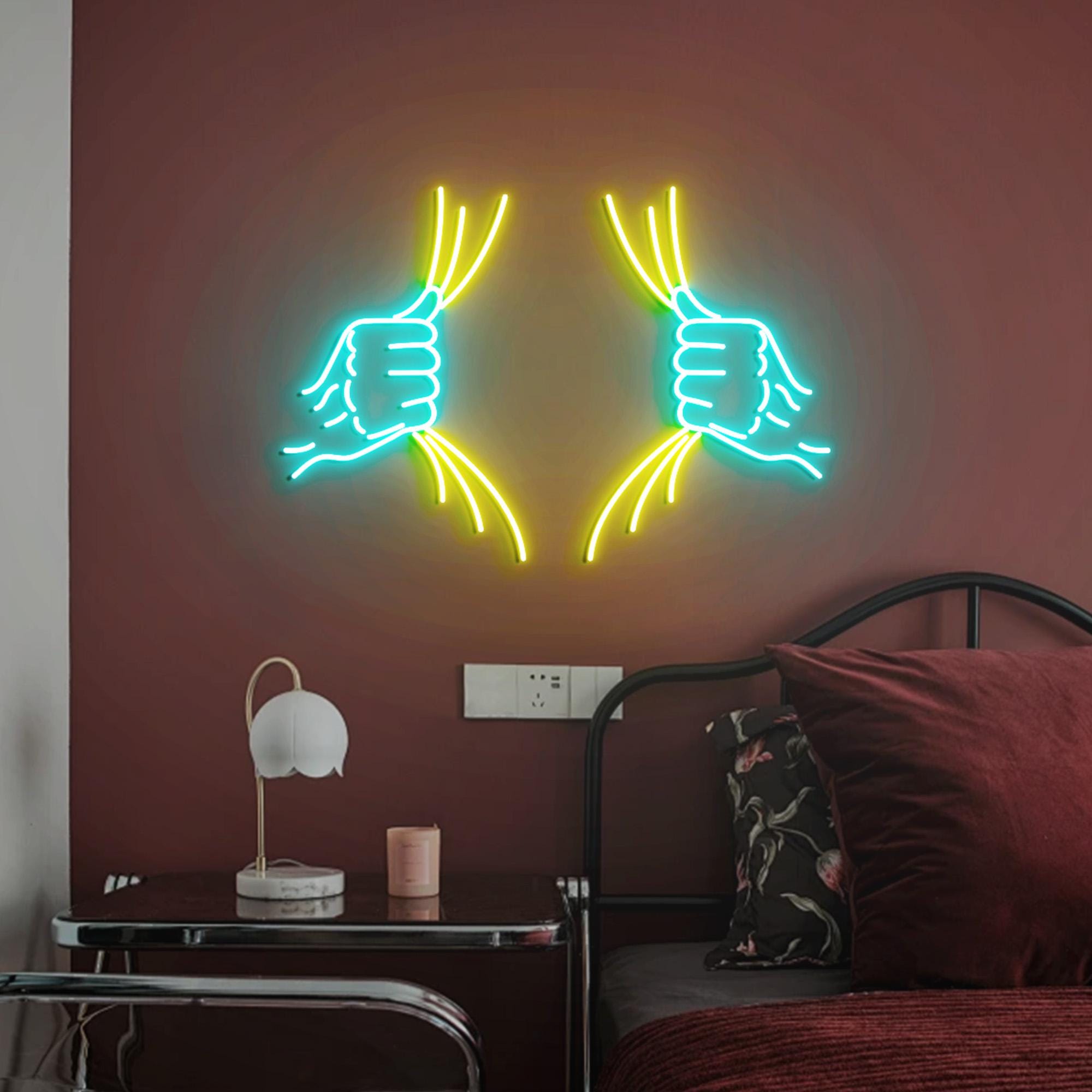 Tear Away Neon Sign Light Decor, Tear Away Led Sign, Hands Rip Ripping Open Shirt Clothes Fabric Sign, Wall Decor