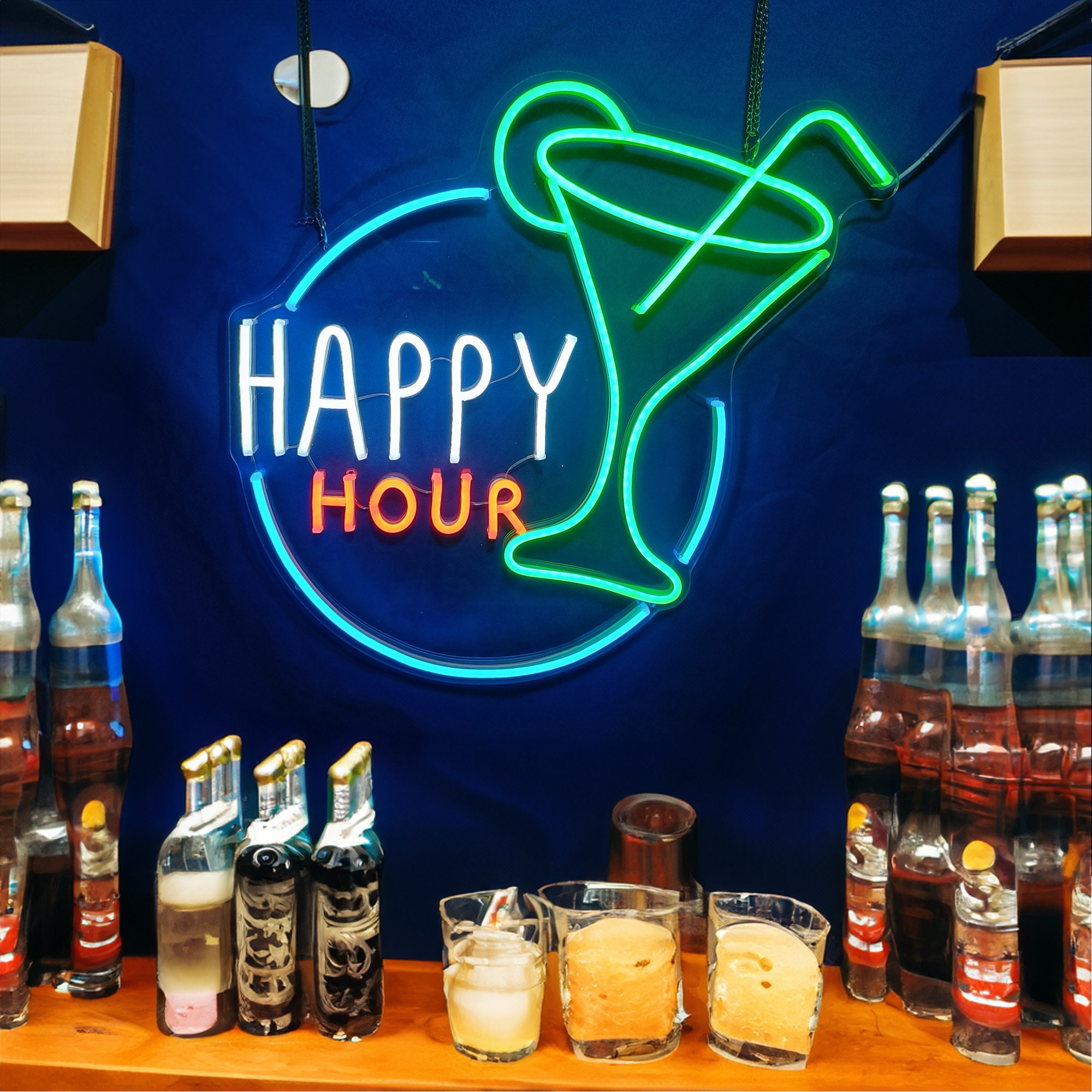 Happy Hour Neon Sign | Bar Neon Sign Custom | Neon Sign Light | Neon Light Led Art | Neon Sign Bedroom | Chat Room Neon Sign Wall Decor