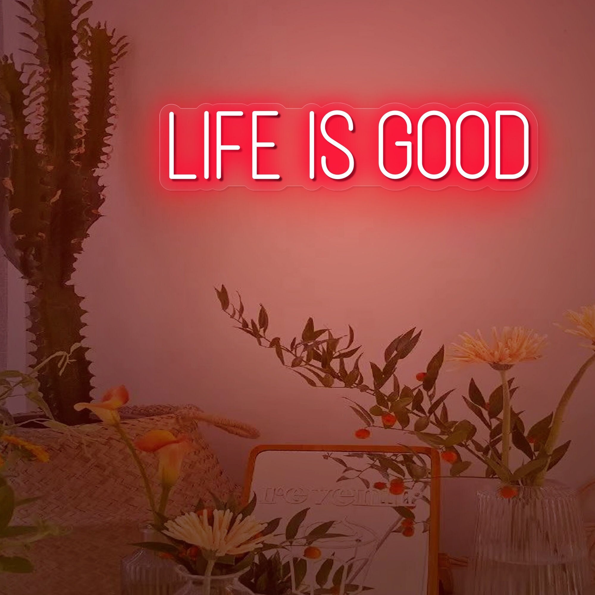 LIFE IS GOOD Neon Signs, Led Sign Neon Lights, Neon Lights for Wall, Bedroom, Game Room Decor,Handmade Sign,Wall Art,Gifts For Her