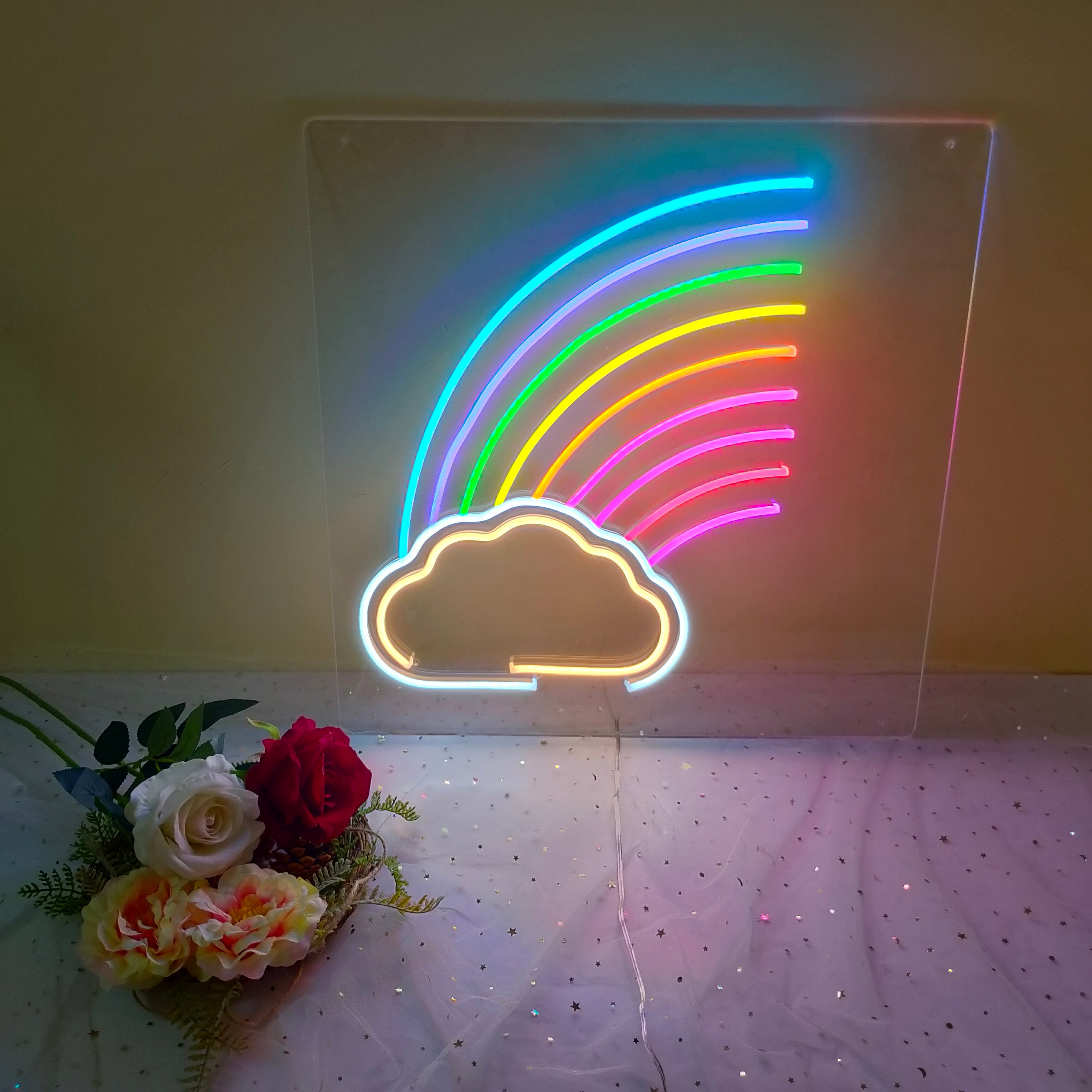Custom Rainbow Neon Sign Cloud Led Light Wedding Decoration for Bedroom Birthday Gift Party Home Decor Personalized Bar Hotel Neon Light 12V
