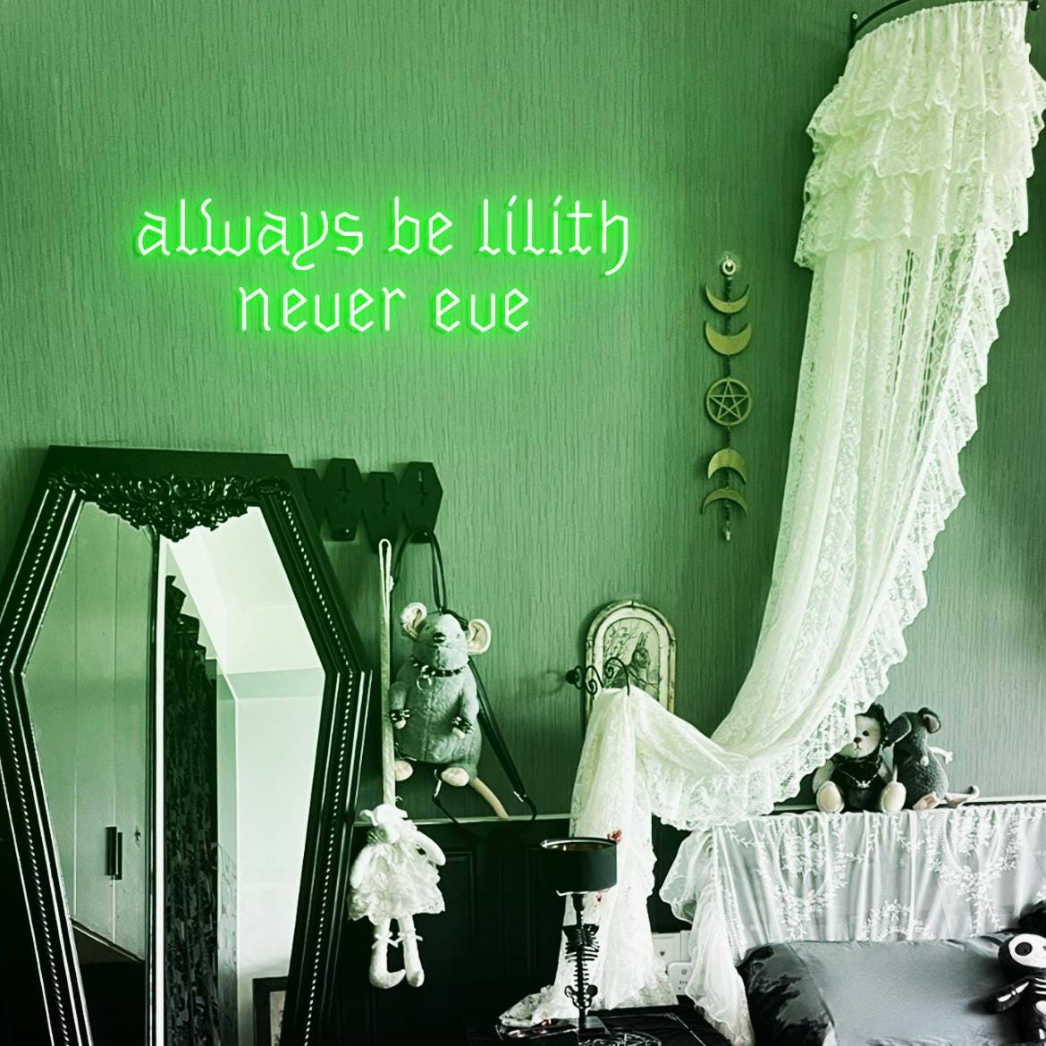 Always Be Lilith Never Eve Neon Sign, Lilith Sign for Goth Room Wall, Gothic Bedroom Wall Neon Light, Lilith Sign Wall