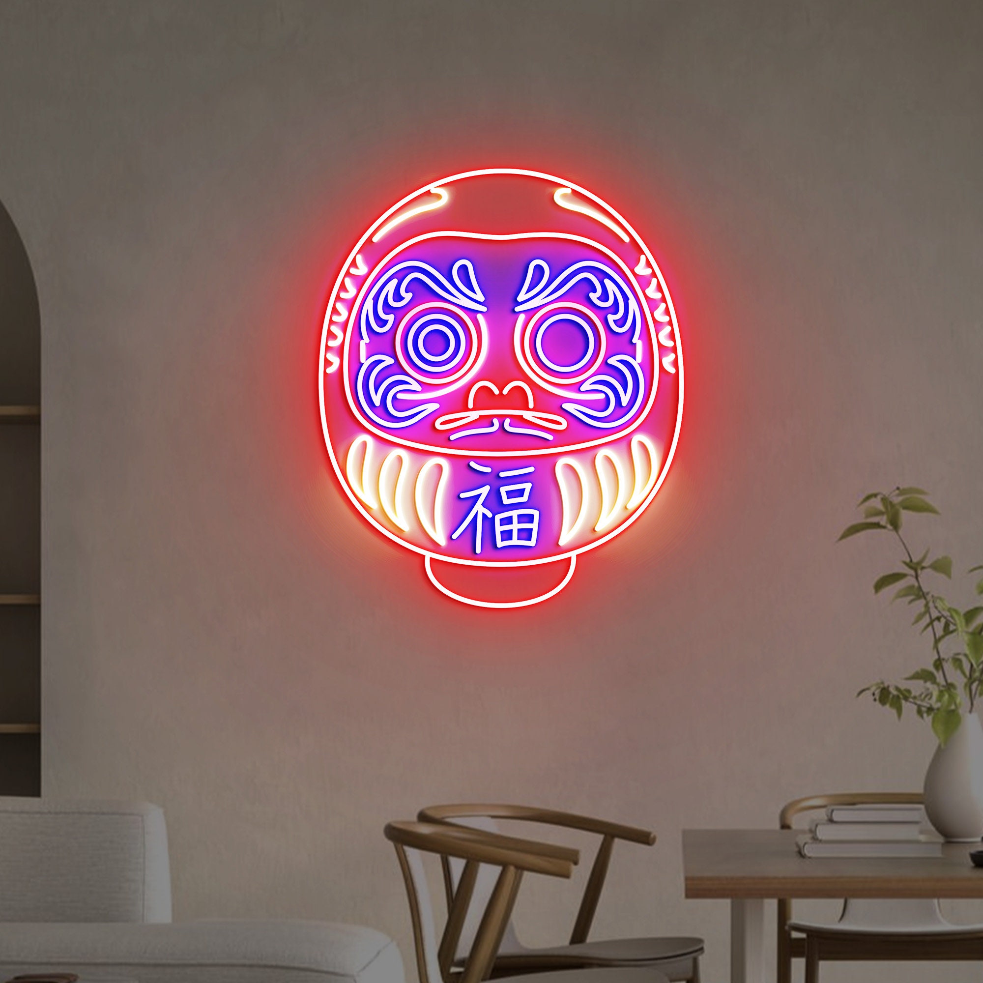 Japanese Daruma Doll Neon Sign, Neon Sign Light Decor, Daruma Doll Bedroom Neon Sign, Bodhidharma Buddhism Gift, Wall Decoration