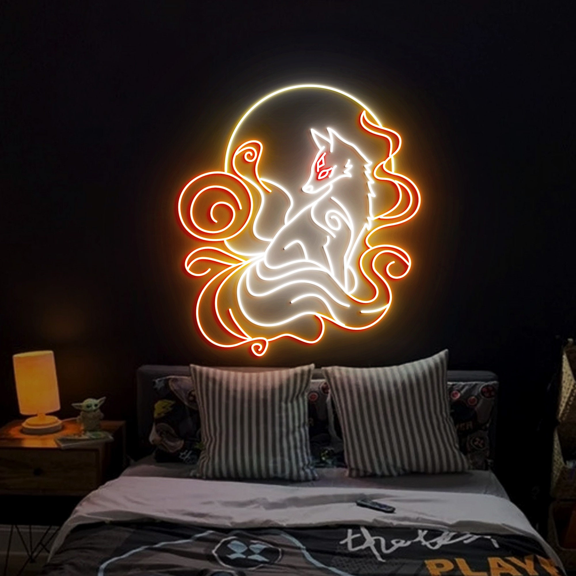 Nine Tailed Fox Neon Sign, Kitsune fox Art Light Decor, Custom Anime Neon Sign, Bedroom Fox Neon Lights, Anime Nine Tailed Fox Wall Art
