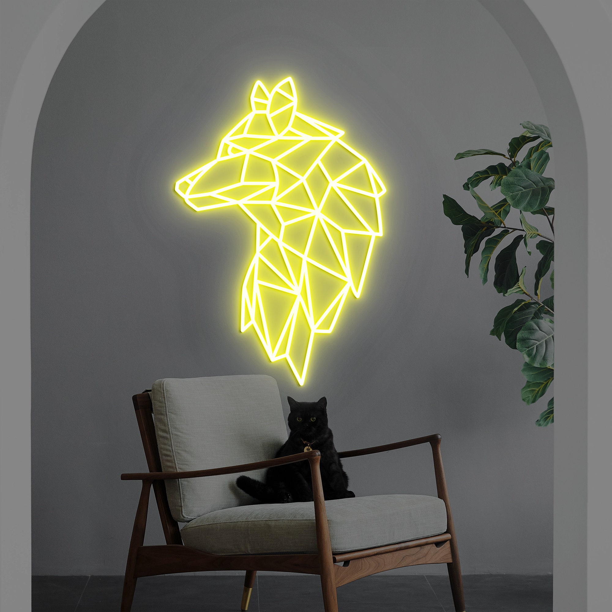 Geometric Wolf Neon Sign, Wolf Head Neon Light, Wolf Wall Decor, Wall Art, Wolf Led Sign, Wolf Figurine