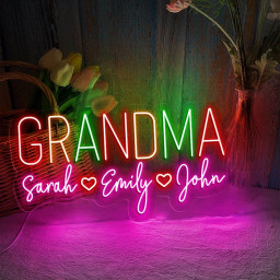 Personalized Grandma Neon Sign with Names, Custom Grandma Neon Sign, Nana Neon Led, Gramma With Children Names Apparel, Mother's Day Gifts