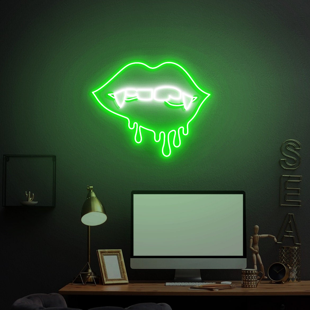 Bloody Vampire Neon Sign, Neon Sign Vampire Themed Halloween Party Decor, Vampire Biting Art, Vampire Gift