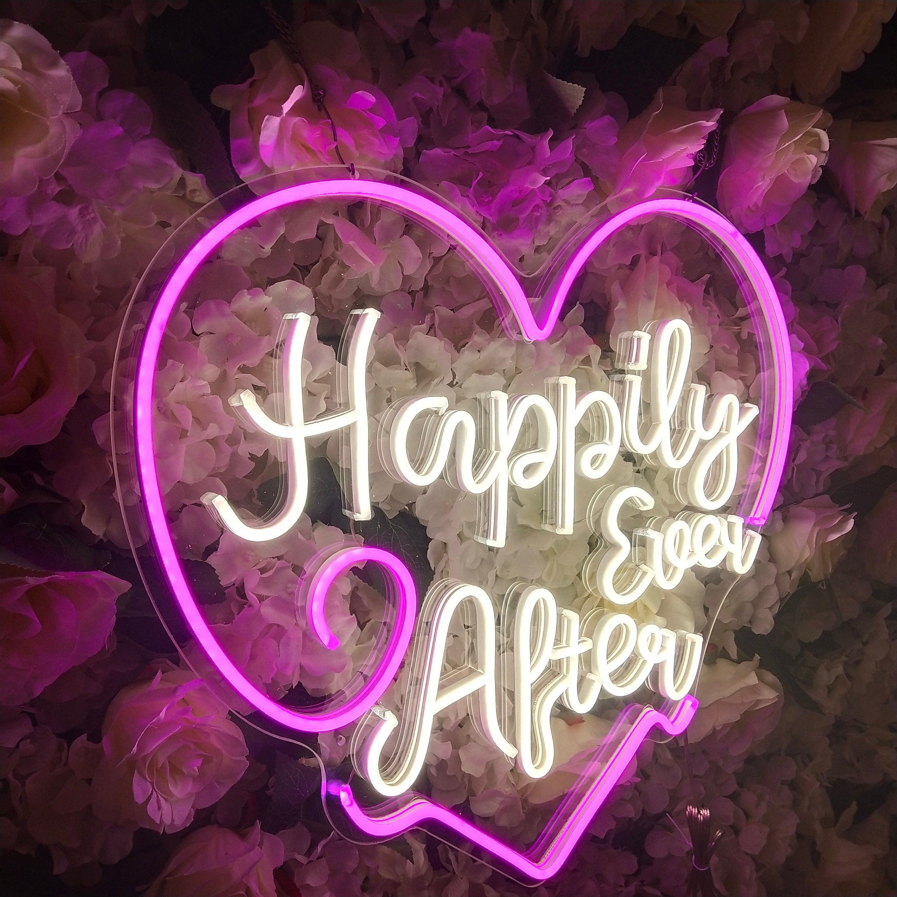 Happily Ever After Neon Sign Custom Neon Wedding Sign Led Neon Sign Name Neon Sign Art Engaged Neon Sign Bedroom Wall Decor