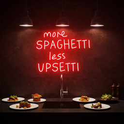 More Spaghetti Less Upsetti Neon Light, Neon Sign Light Decor, Restaurant Neon Sign, Signboard Neon Lights, Dining Room Wall Decor