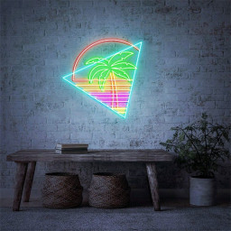 Vapor wave Palm Trees Sign, Custom Palm Trees Sign, Sunset Beach Decor, Palm Trees Room Wall Art, Retro 80s Art, 80s Theme Decor