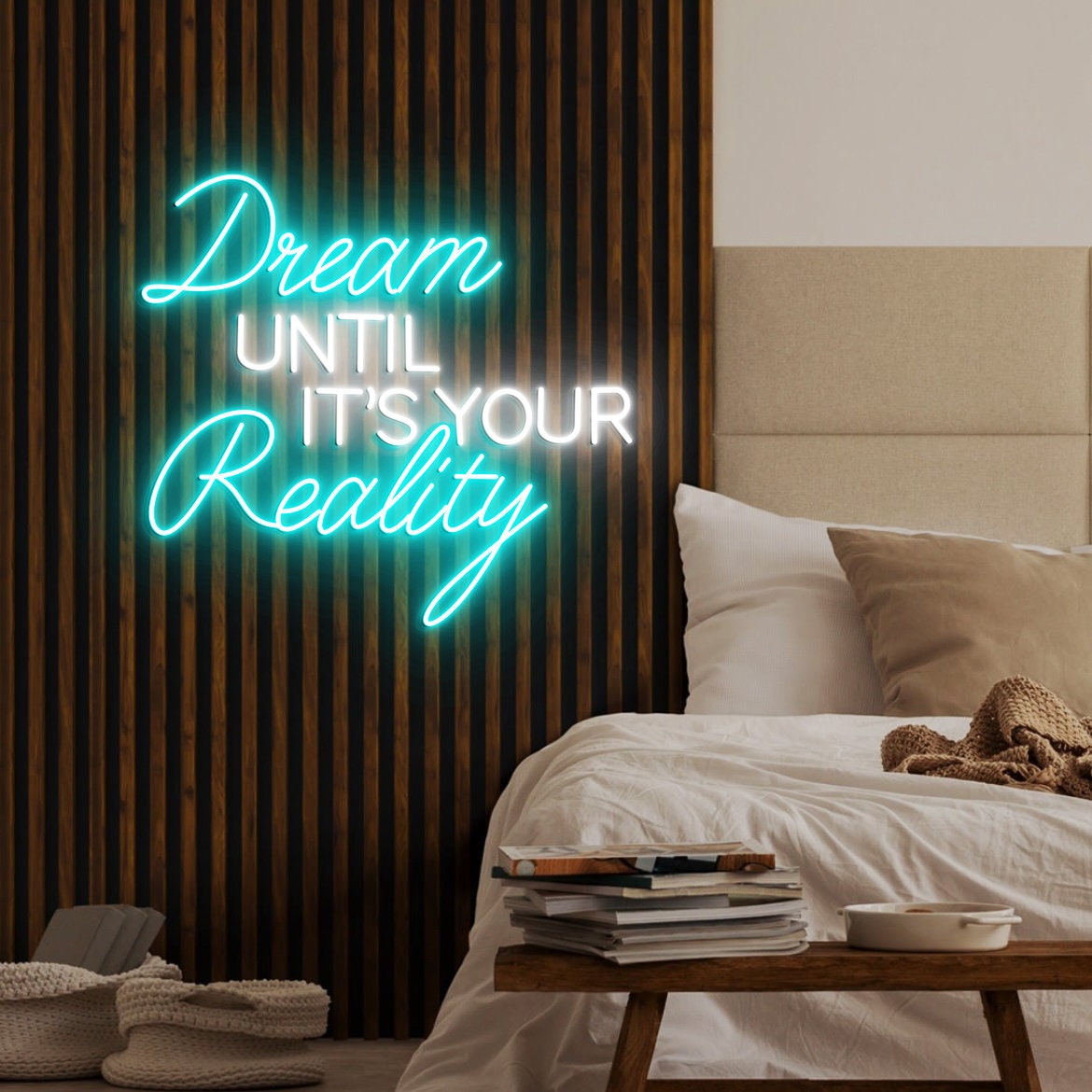 Dream Until It's Your Reality, Neon Sign Light, Custom Neon Lights Inspirational Quote Neon Sign