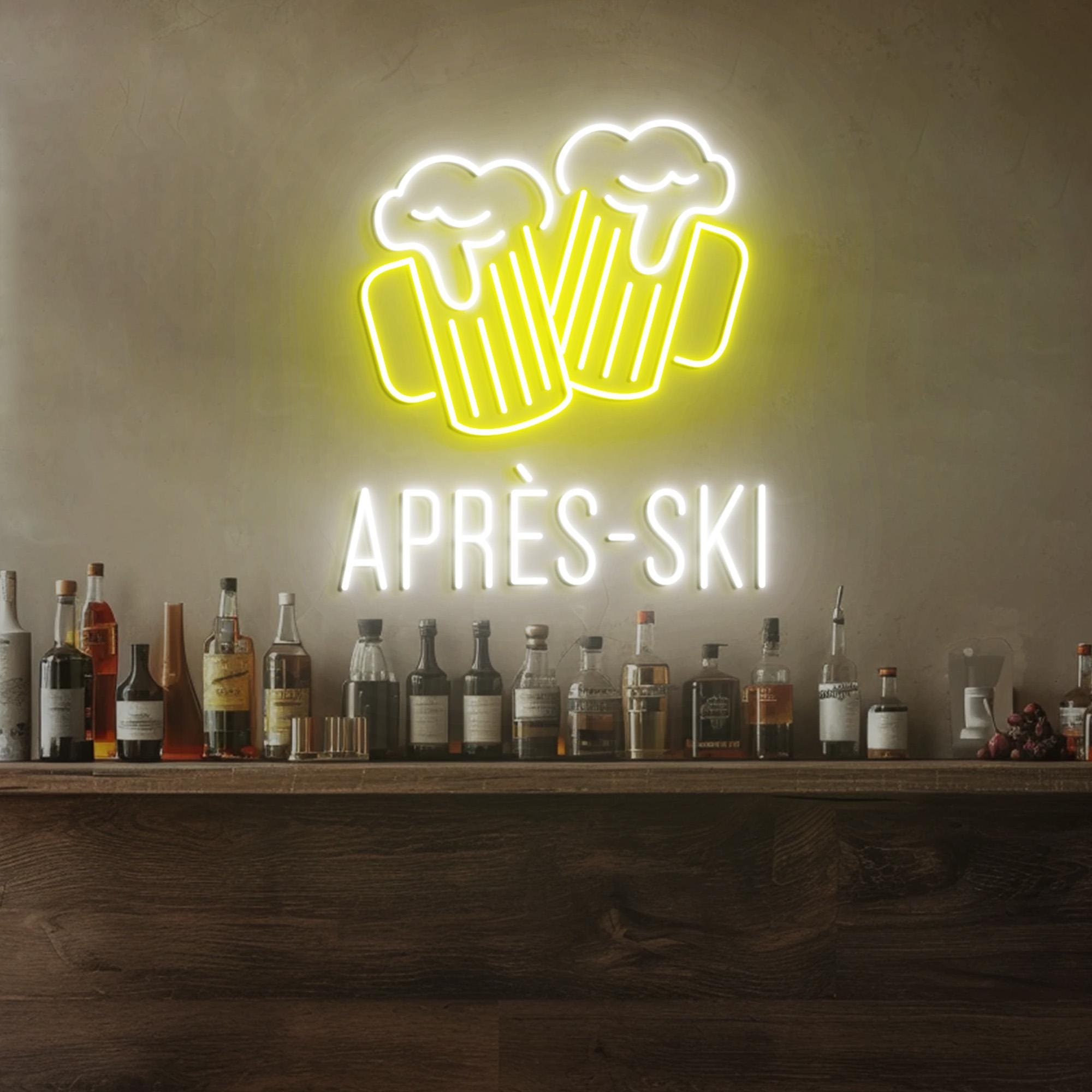 Apres Ski Beer Neon Sign, Ski Bar Decor, Ski Beer Wall Neon Light, Apres Ski Bar Wall Decor, Ski Beer Bar Wall Decor